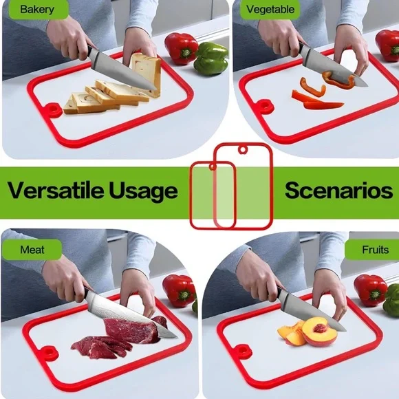 Two Clear Glass Cutting Board, 2 Size Chopping Board with Non-slip - SHIP ALONE - Picture 6 of 7